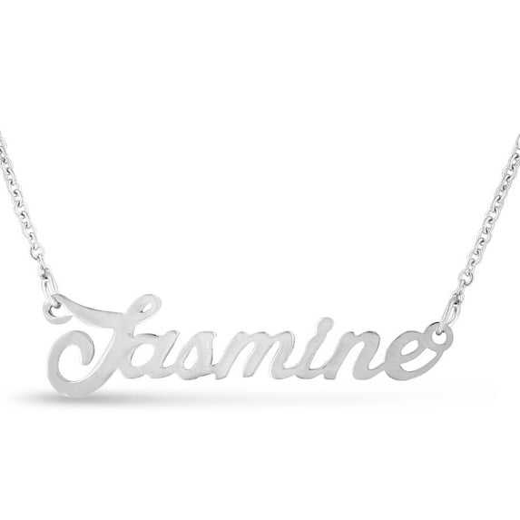 SuperJeweler Jasmine Nameplate Necklace in Silver 16 inches All Names Available for Women