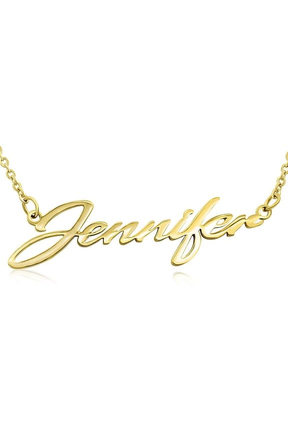 Jennifer Nameplate Necklace in Gold, 16 inches All Names Available for Women