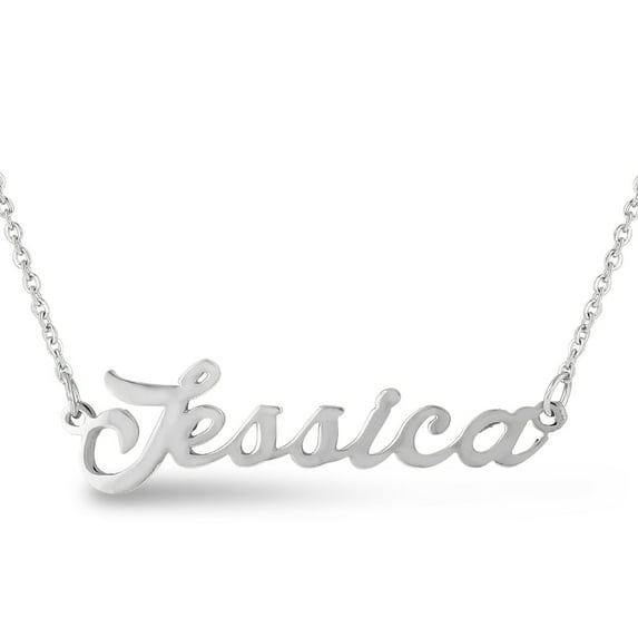 SuperJeweler Jessica Nameplate Necklace in Silver 16 inches All Names Available for Women