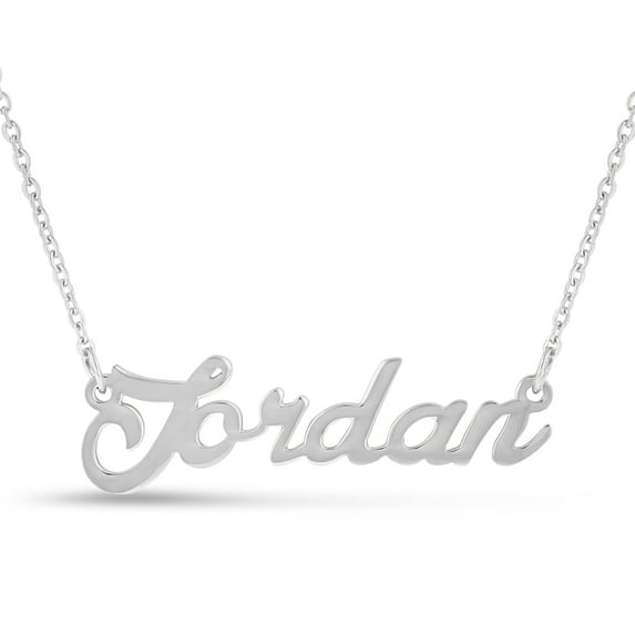 SuperJeweler Jordan Nameplate Necklace in Silver 16 inches All Names Available for Women