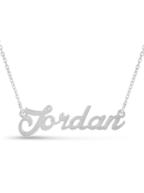 Jordan Nameplate Necklace in Silver 16 inches All Names Available for Women