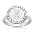 thumbnail image 1 of SuperJeweler K Initial Diamond Ring In Sterling Silver For Women, 1 of 3
