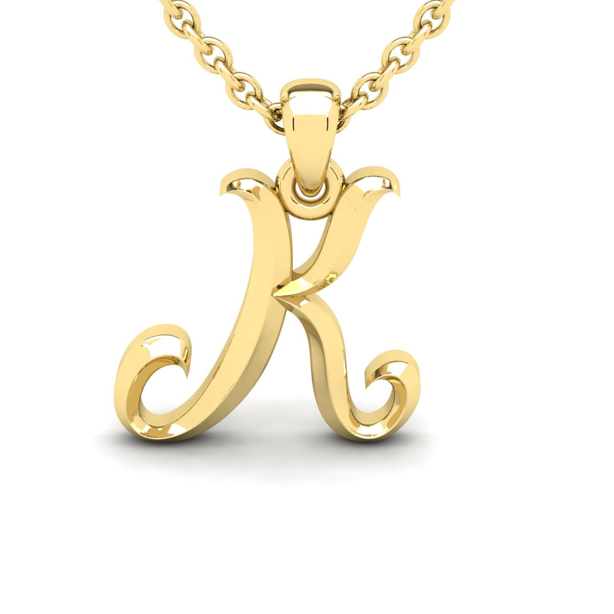 SuperJeweler K Initial Necklace In Heavy 14 Karat Yellow Gold With Free