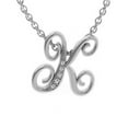 thumbnail image 1 of SuperJeweler K Initial Necklace In White Gold With 5 Diamonds, Serif Style, With Free 18 Inch Cable Chain, For Women, 1 of 7