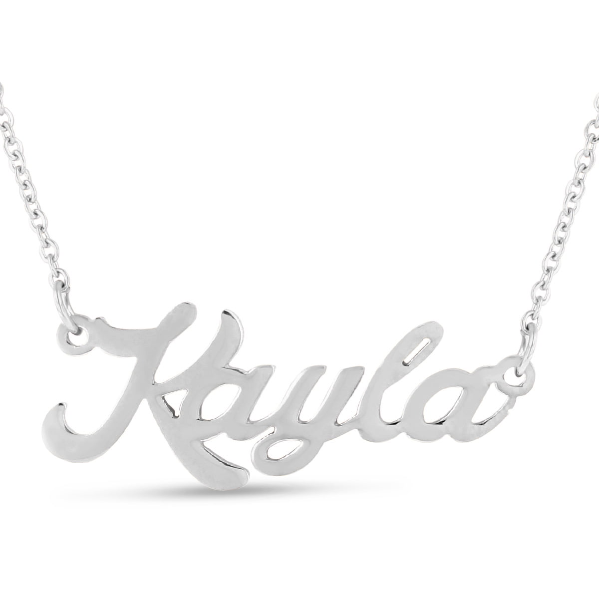 SuperJeweler Kayla Nameplate Necklace in Silver 16 inches All Names Available for Women Teens and Girls