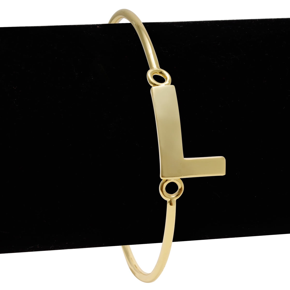 SuperJeweler L Initial Bangle Bracelet In Yellow Gold For Women