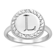 SuperJeweler L Initial Diamond Ring In Sterling Silver For Women, Teens and Girls!