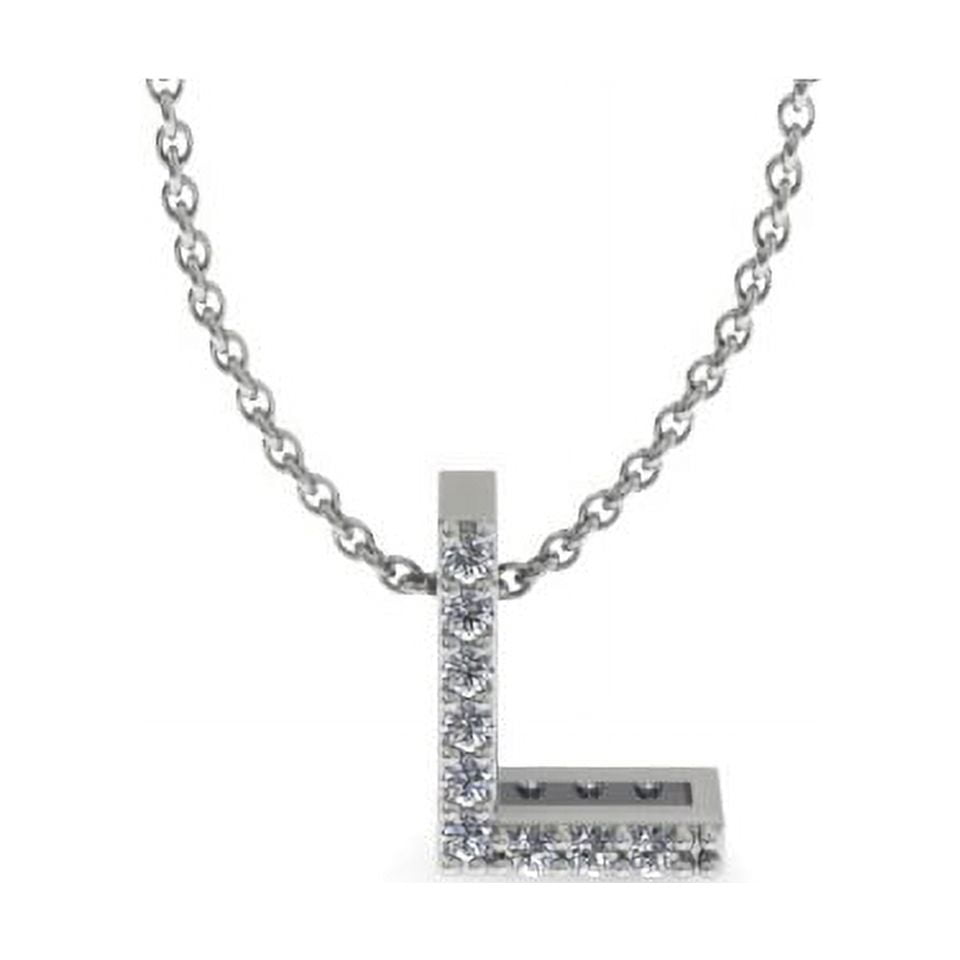 SuperJeweler L Initial Necklace In 14 Karat White Gold With 9 Diamonds ...