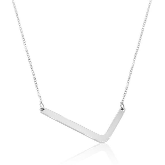SuperJeweler L Initial Sideways Necklace for Women, Silver, 18"
