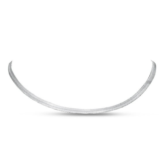 SuperJeweler Ladies Stainless Steel Herringbone Chain Necklace, 18 inches for Women