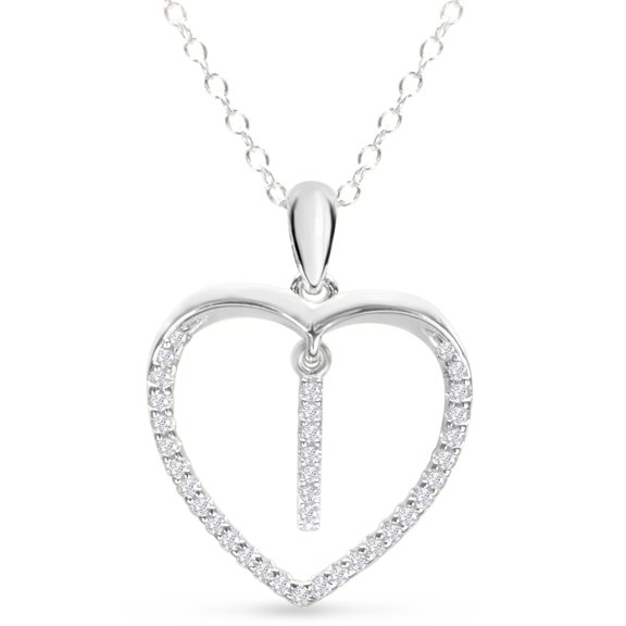 SuperJeweler Letter I Initial Necklace In Sterling Silver, 1/5ct Diamond, 16 Inches For Women