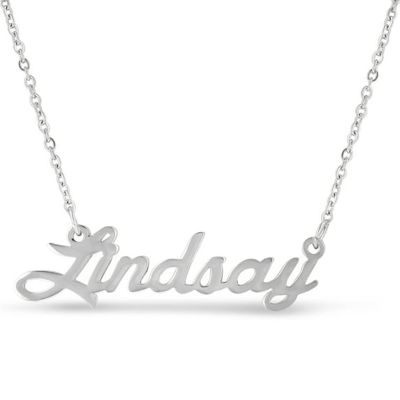 SuperJeweler Lindsay Nameplate Necklace in Silver 16 inches All Names Available for Women