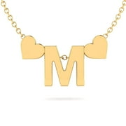 SUPERJEWELER M Initial Necklace for Women, Gold Hearts, Free 17" Cable Chain