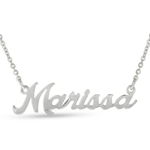SuperJeweler Marissa Nameplate Necklace in Silver 16 inches All Names Available for Women