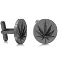 thumbnail image 1 of SuperJeweler Men's Cufflinks Cannabis Leaf Engraved Cufflinks In Gunmetal Tone Stainless Steel Cufflinks For Men Custom Cufflinks For Men Personalized Cufflinks Unique Cufflinks, 1 of 5