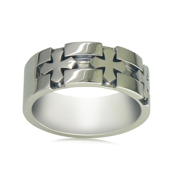 SuperJeweler Men's Titanium Cross Band Sizes 8-11.5 For Men
