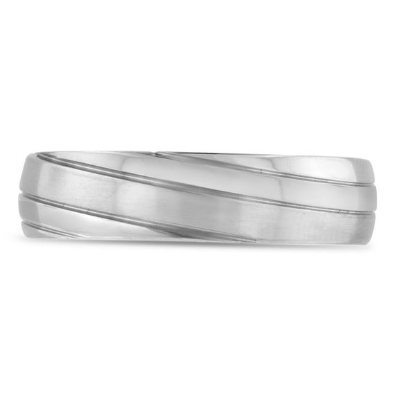 SuperJeweler Mens 6mm Brushed Finish Grooved Titanium Ring Wedding Band, Size 9.5 for Men