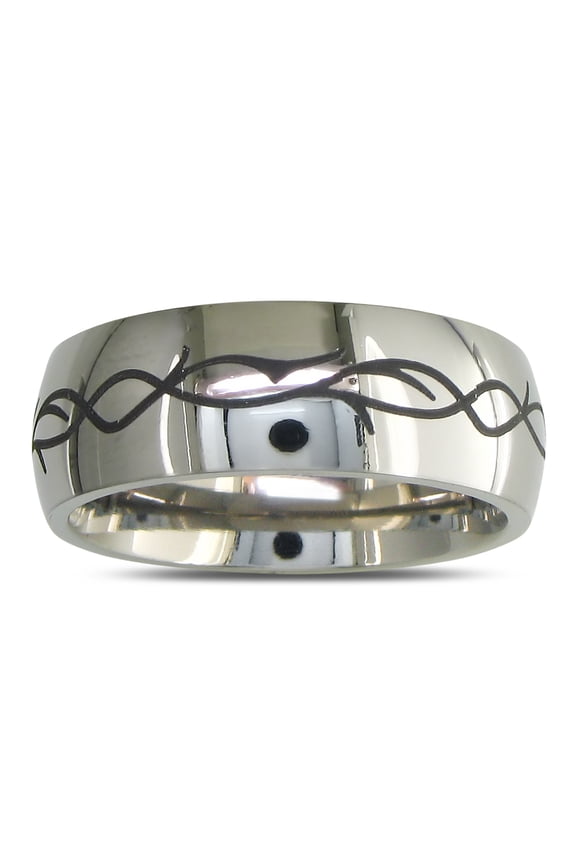 Mens 7mm Titanium Graphic Ring Wedding Band, Size 10.5 for Men