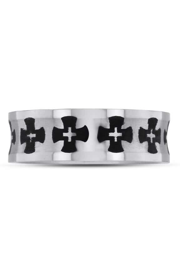 Mens 8mm Cross Titanium Ring Wedding Band, Size 11 for Men