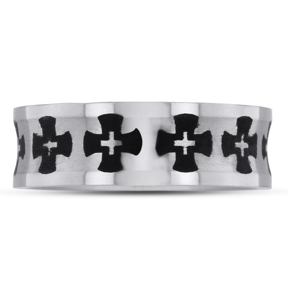SuperJeweler Mens 8mm Cross Titanium Ring Wedding Band, Size 9.5 for Men