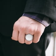 SuperJeweler Mens Stainless Steel Circle Signet Ring