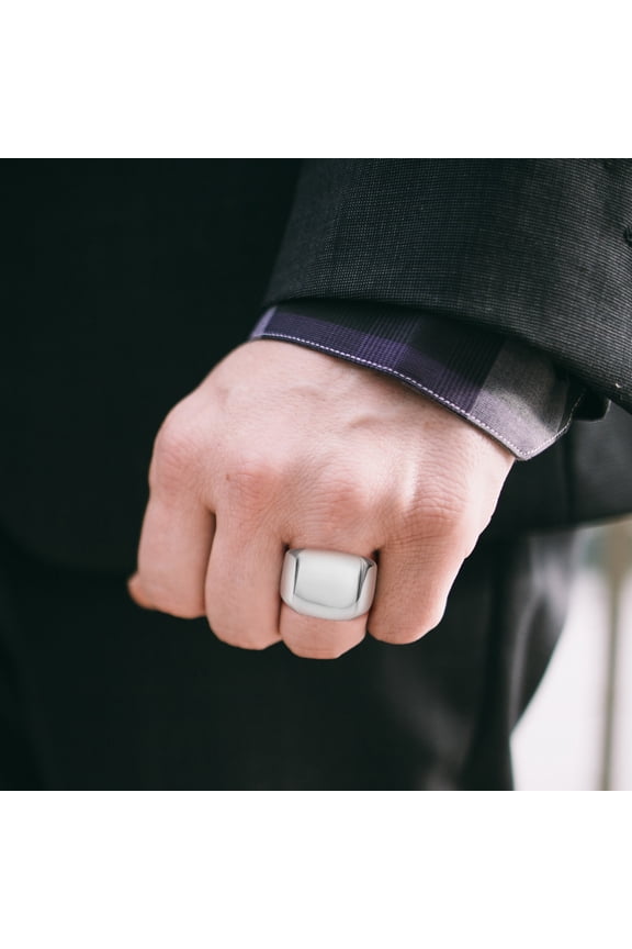 Mens Stainless Steel Square Signet Ring