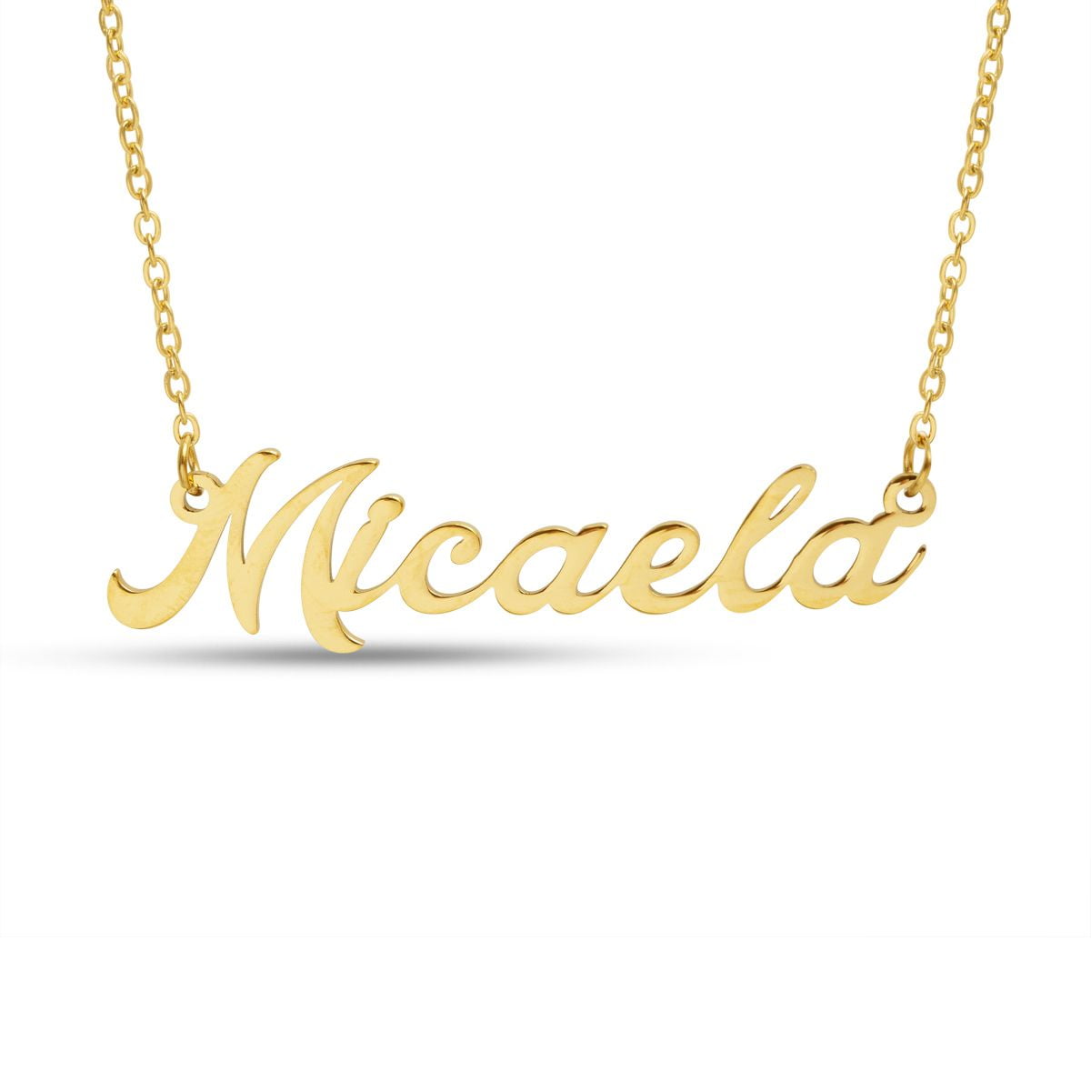 SuperJeweler Micaela Nameplate Necklace in Gold, 16 inches All Names ...