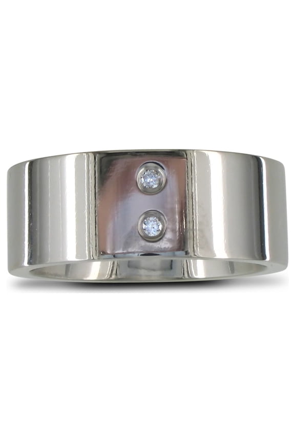 Modern Titanium Wedding Band With 2 Diamonds, Size 7.5 to 14 For Men