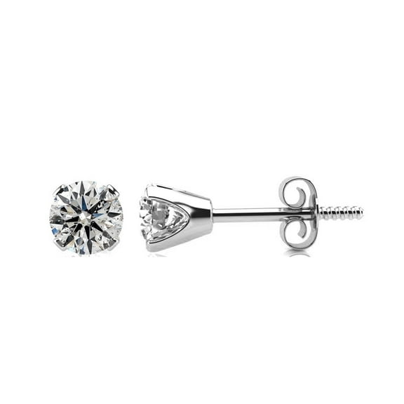 SuperJeweler Nearly 1/2 Carat Colorless Diamond Stud Earrings in 14 Karat White Gold for Women