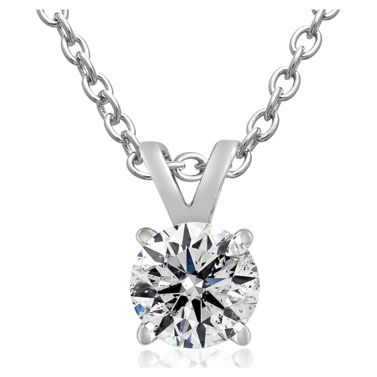 1 Carat Bezel Set Diamond Solitaire Necklace in 14K White Gold, 18 Inches |  SuperJeweler
