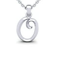 thumbnail image 1 of SuperJeweler O Initial Necklace In Heavy 14 Karat White Gold With Free 18 Inch Cable Chain, For Women, 1 of 6