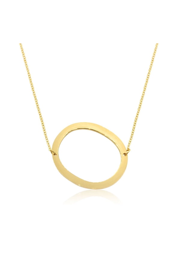 O Initial Sideways Necklace for Women, Gold, 18"