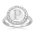 thumbnail image 1 of SuperJeweler P Initial Diamond Ring In Sterling Silver For Women, 1 of 3