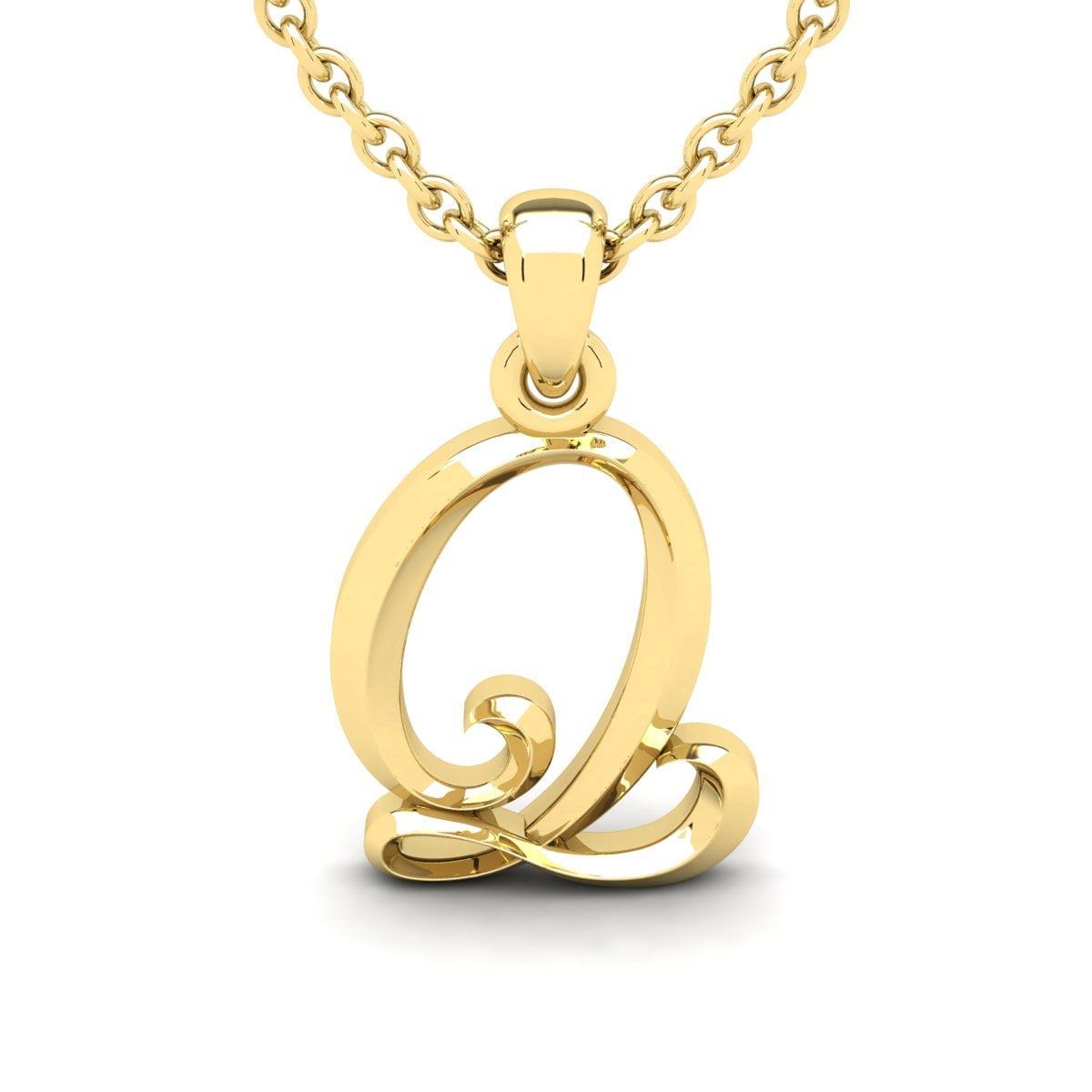 9ct Yellow Gold Diamond Initial 'Q' Necklace main image 1