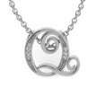 thumbnail image 1 of SuperJeweler Q Initial Necklace in White Gold With 7 Diamonds, Serif Style, With Free 18 inch Cable Chain, for Women, 1 of 7