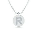 thumbnail image 1 of SuperJeweler R Initial Necklace, Disc Style, in 14 Karat White Gold With 17 Diamonds, With Free 18 inch Chain, for Women, 1 of 3