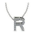 thumbnail image 1 of SuperJeweler R Initial Necklace In 14 Karat White Gold With 18 Diamonds, With Free 18 Inch Chain, For Women, 1 of 4