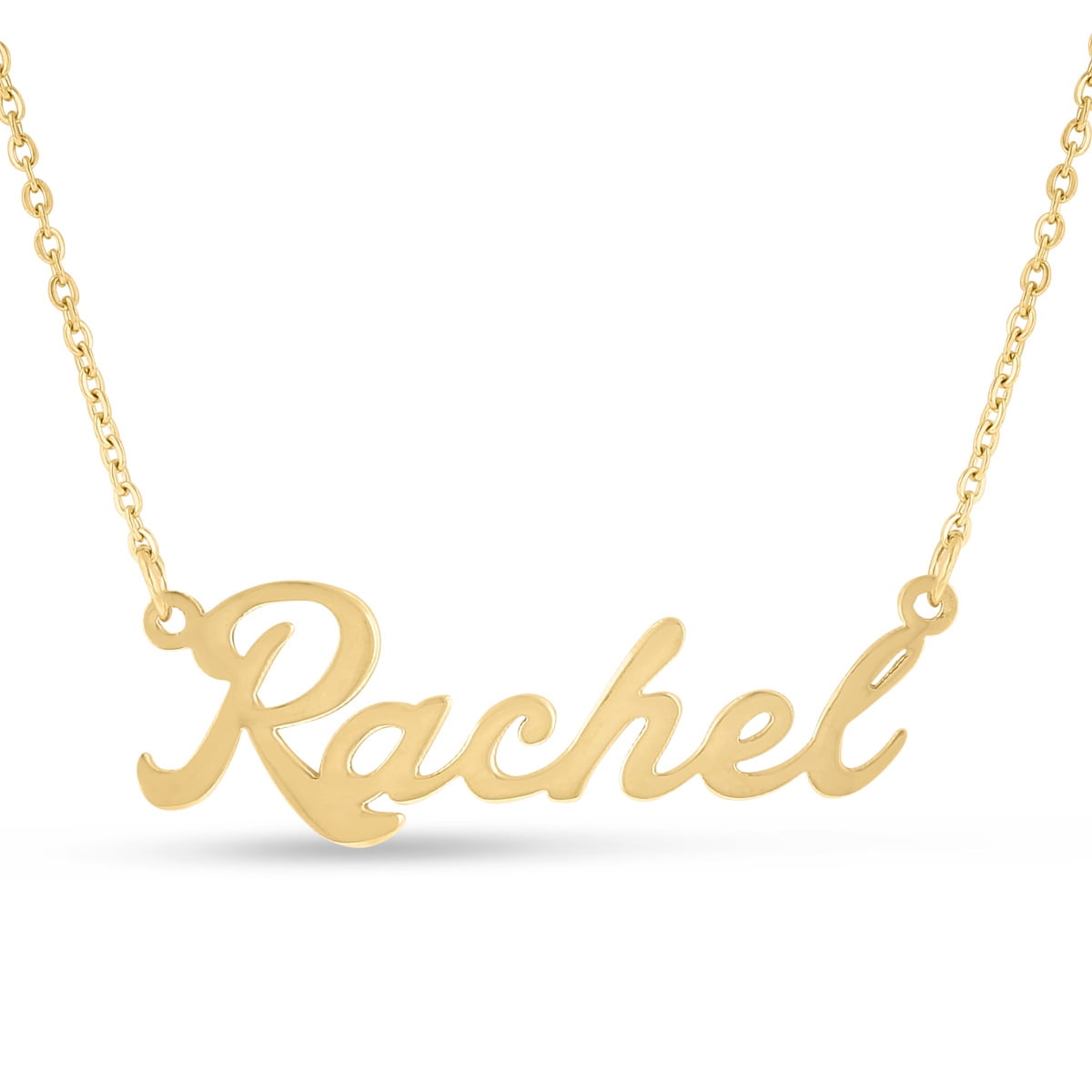 SuperJeweler Rachel Nameplate Necklace In Gold 16 Inches All