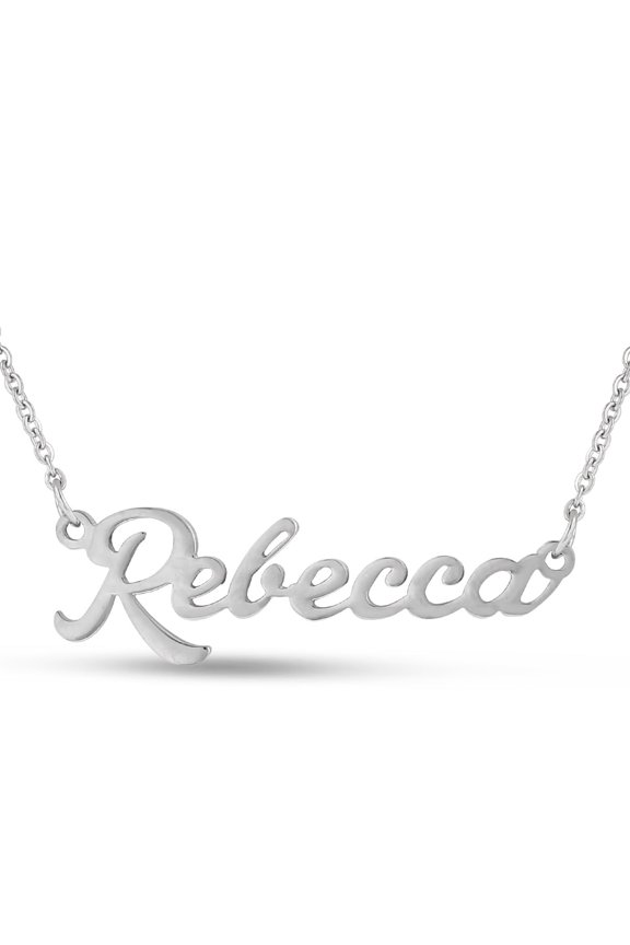 Rebecca Nameplate Necklace in Silver 16 inches All Names Available for Women
