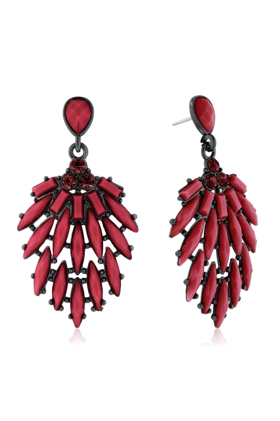 Red Crystal Cascading Dangle Earrings, 2 1/4 Inches For Women
