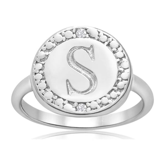 SuperJeweler S Initial Diamond Ring In Sterling Silver For Women