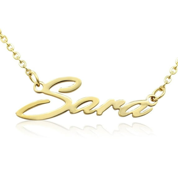 SuperJeweler Sara Nameplate Necklace in Gold, 16 inches All Names Available for Women