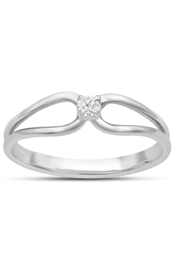 Split Shank Diamond Solitaire Promise Ring In White Gold For Women