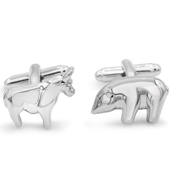 SuperJeweler Stainless Steel Polar Bear and Bull Cufflinks For Men, Fits Standard Shirt