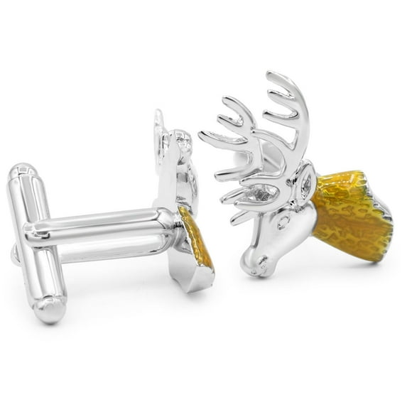 SuperJeweler Stainless Steel Reindeer Cufflinks For Men, Fits Standard Shirt