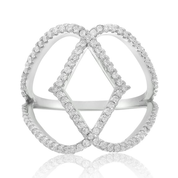 SuperJeweler Sterling Silver Cubic Zirconia Flower Petal Ring For Women