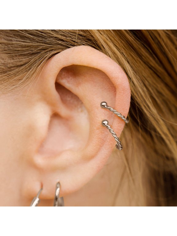 Sterling Silver Rope Ear Cuff For Women