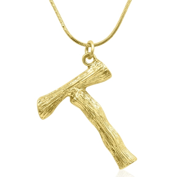 SuperJeweler T Initial Necklace In Gold, Bamboo Style, All Letters Available, Free 18 Inch Snake Chain, For Women