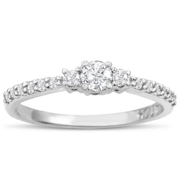 SuperJeweler Three Diamond Plus Promise Ring In White Gold For Women