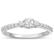 SuperJeweler Three Diamond Plus Promise Ring In White Gold For Women